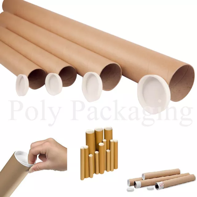 POSTING TUBES Cardboard A0/A1/A2/A3/A4 *ANYQTY/LENGTH + End Caps Postal Postage