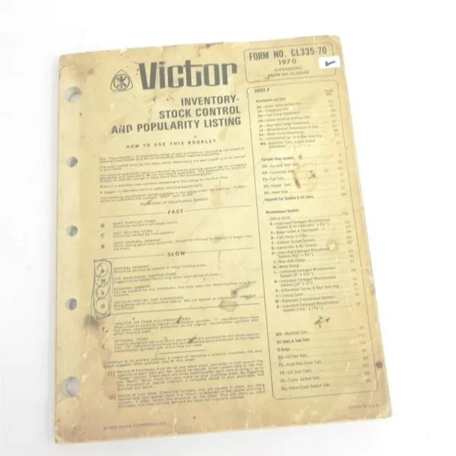 Vintage 1970 Victor Gasket Company Inventory Stock And Popularity Listings