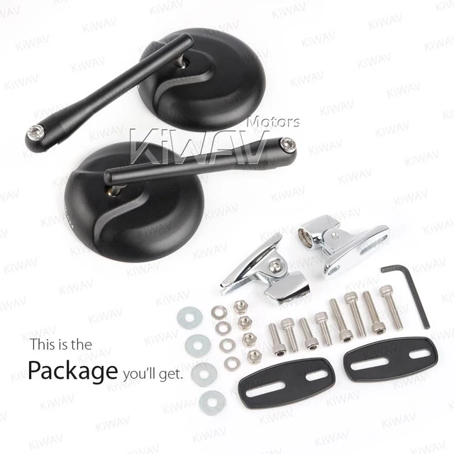 Rétroviseurs noir rond Retro convex base chromée pour Kawasaki Ninja ZX ZZR