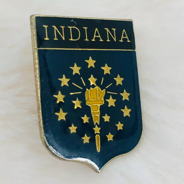 State of Indiana Flag Crest Enamel Souvenir Lapel Pin