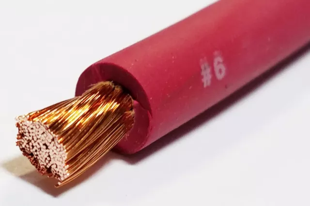 6 gauge AWG EXCELENE EPDM 105c COPPER WELDING CABLE RED MADE IN USA PER FT