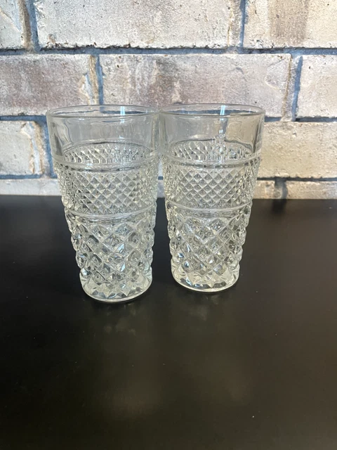 VINTAGE WEXFORD by ANCHOR HOCKING 10 Oz Flat Tumbler Set of 2 USA 5 1/4x 2 7/8”