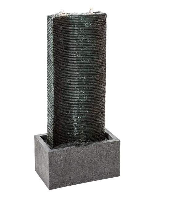 GARTENBRUNNEN MIT LED Beleuchtung Steinoptik 80x37x22cm Polyresin
