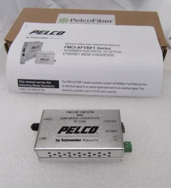 Pelco FMCI-BF1SM1STM 1 Channel Single Mode Fiber Media Converter-B ST CONN,MINI