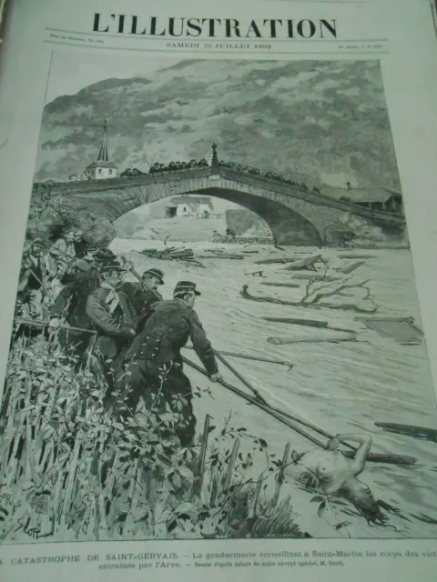 La catastrophe de Saint Gervais gendarmerie corps des victimes Gravure 1892