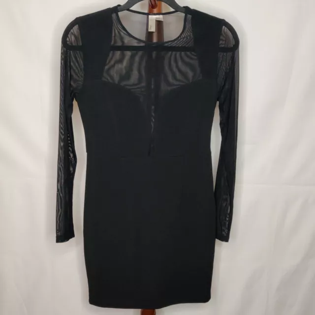 Forever 21 Exclusive women's M dress black w black netting side zip long sleeves