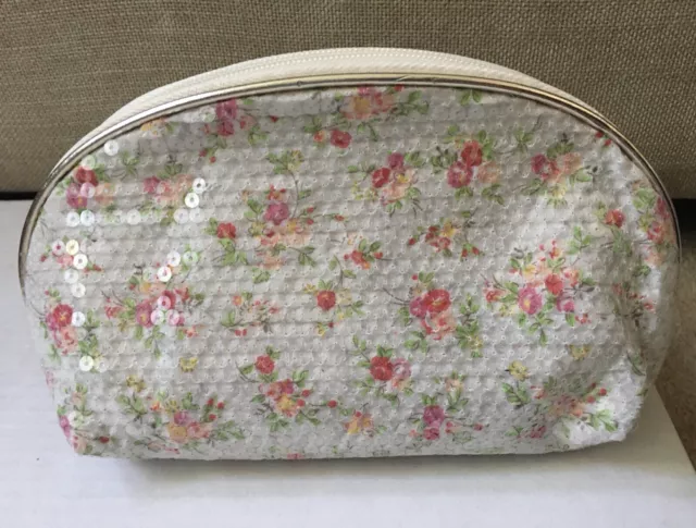 Floral Sequin Cosmetic Make Up Bag *BNWT*