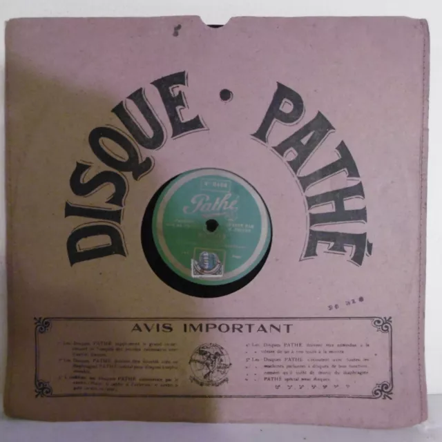 78T SAPHIR 29cm Disque M. FRIANT Phonographe WERTHER Massenet Chanté PATHE 466