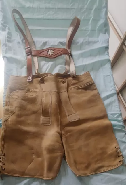 Ältere Beige Lederhose ( Durfte Ca 50 - 60 Jahre Alt sein,  Schwiegervater)