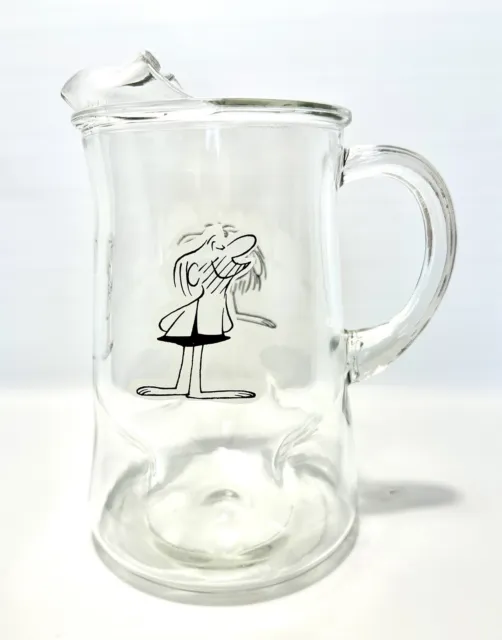 Vintage Hart BC Caveman Comic Glass Pitcher Thor Grog 9" 1970s Beer Bar Man Cave