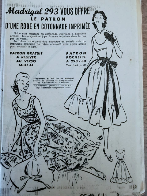 Patron Couture Vintage Modes De Paris 1970 - Robe Printemps - Ancien Modèle Tracé