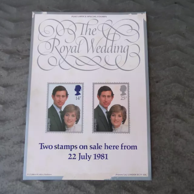 The Royal Wedding Stamps Poster July 1981 Point Of Sale Charles And Diana