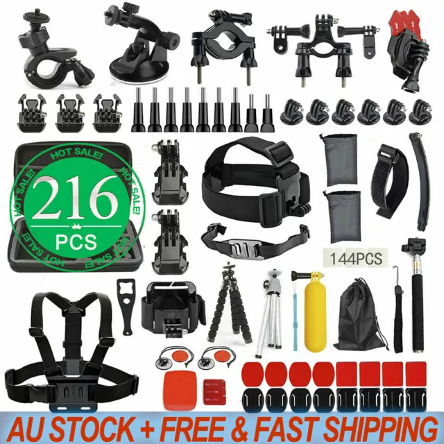 216pcs Accessories Pack Case Chest Head Floating Monopod GoPro Hero 8 7 6 5 4 3+