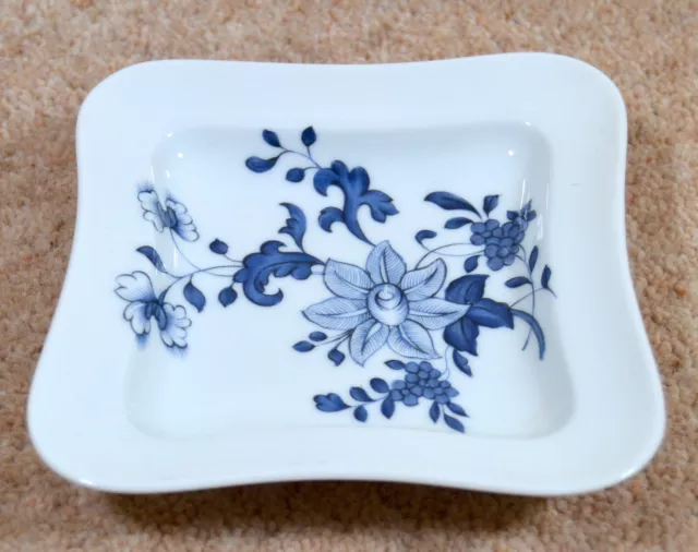 A Raynaud & Co Limoges France Small Square White Blue Floral Flower Dish Plate