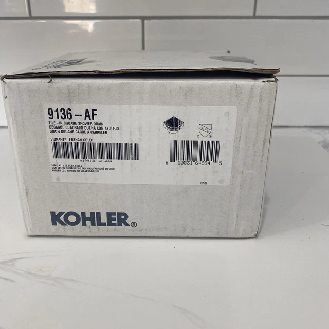KOHLER SQUARE DESIGN TileIn Shower Drain K9136AF. french gold finish