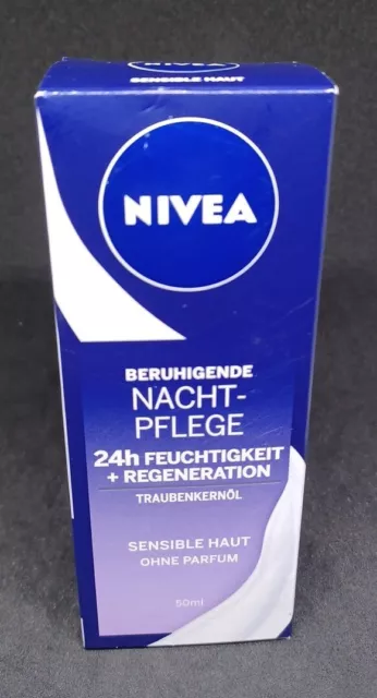 Nivea Beruhigende Nachtpflege 24H Feuchtigkeit +Regeneration Für Sensible Haut.