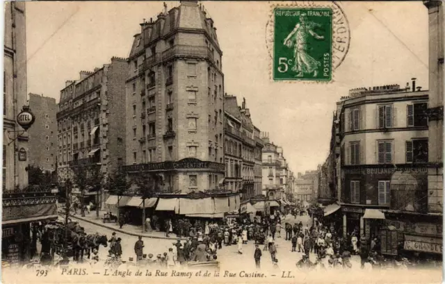 CPA AK PARIS 18e L'Angle de la Rue Ramey et del a Rue Custine (534390)