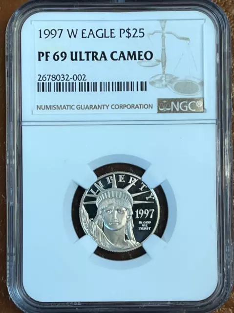 1997 W $25 1/4 oz Proof American Platinum Eagle NGC PF69 UCAM, Statue of Liberty