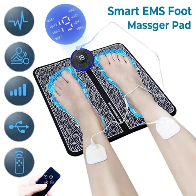 Electric EMS Foot Massager Pad Relief Pain Relax Feet Acupoints Massage