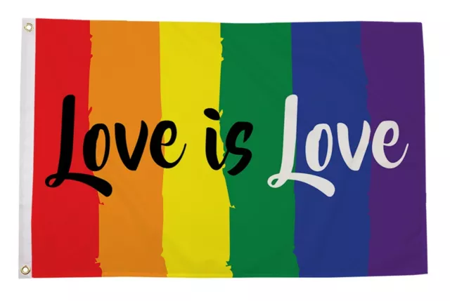 LOVE IS LOVE LGBT GAY PRIDE RAINBOW 5x3 feet FLAG 150cm x 90cm