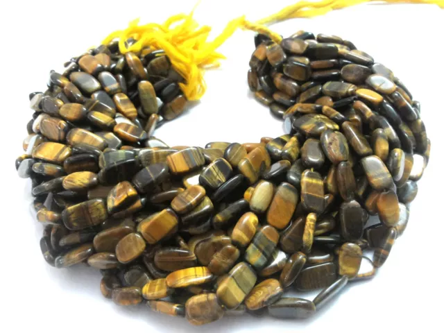 5 Strand Natural Tiger's Eye Oval Smooth 7x10-8x11mm Oval Beads 12"inch O33 2