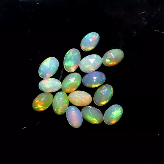 4X6mm Natural Ethiopian Multi-Fire Opal Oval Cut Faceted Loose Gemstone