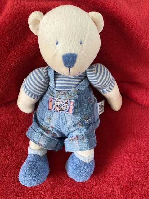 🇫🇷Doudou Peluche Ours Salopette Bleue Lila Et Patachon 28 Cm MOULIN ROTY