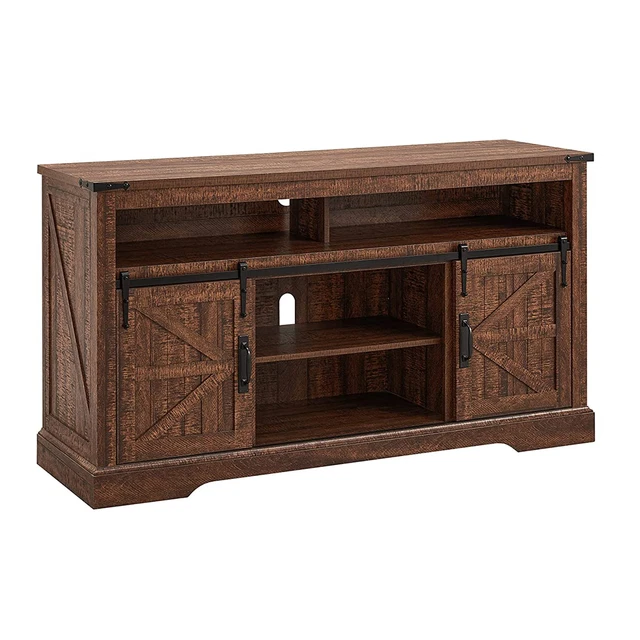 OKD 60 In Sliding Barn Door Farmhouse Highboy TV Stand, Reclaimed Barnwood Color OKD 60 In Sliding Barn Door Farmhouse Highboy TV Stand, Reclaimed Barnwood Color