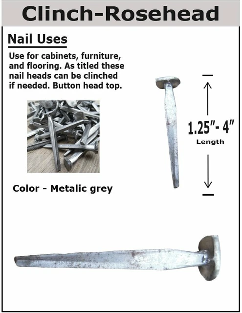 1 .5" (4d) Standard Steel Clinch- Fire Door Nails- Antique Restoration Nails 2