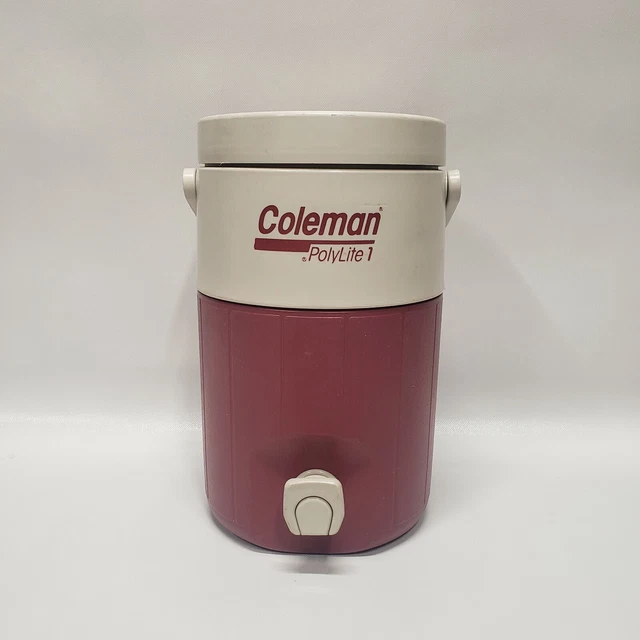 Vintage Maroon Coleman PolyLite 1 Gallon Water Cooler Jug 5591A