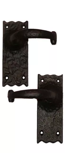 Rustic Door Handles without Key Hole Black Cast Iron SPECIAL OFFER (37250)