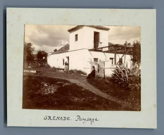 Espagne, Grenade, Paysage  Vintage print.  Tirage citrate  6x9  Circa 1900