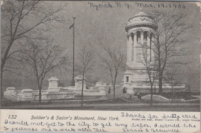 Soldier's & Sailor's Monument Posted New York Undivided Back Vintage Post Card