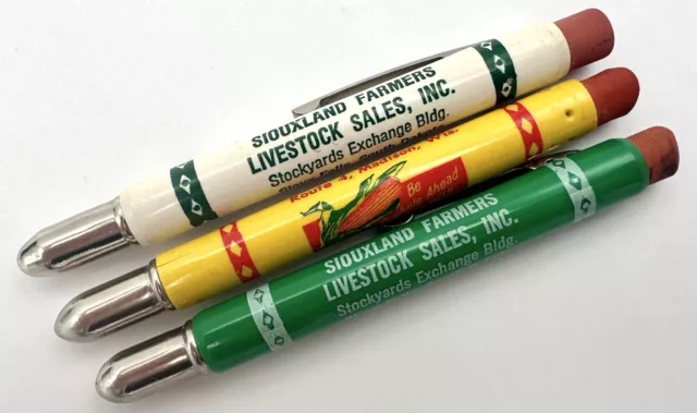Vintage Siouxland Farmers Blaney Madison Sioux Falls Advertising Bullet Pencils