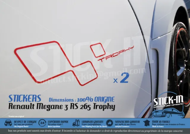 Renault Megane 3 RS TROPHY 265 Stickers Autocollants Portes Doors Decals