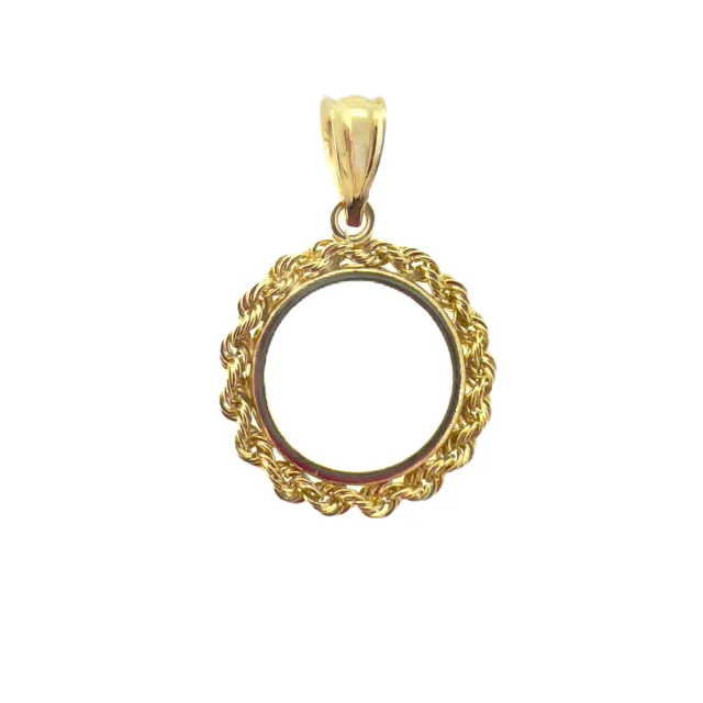 14K Gold 1865 Mexico Miniature 8K Maximiliano 4 Prong Rope Coin Bezel 10.00MM