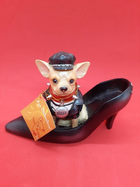 Aye Chihuahua "Killer" High Heel Shoe Figurine by Westland Giftware #13333 NEW