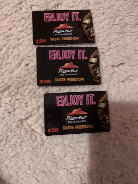 3 x £20 pizza hut gift cards Inc  Postage