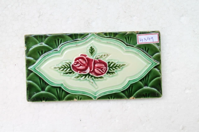 Japan antique art nouveau vintage majolica border tile c1900 NH4349
