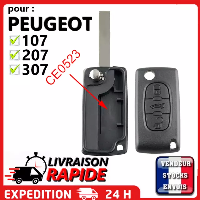 COQUE CLÉ POUR Peugeot 107 207 307 308 SW 407 807 Partner 3 bouton