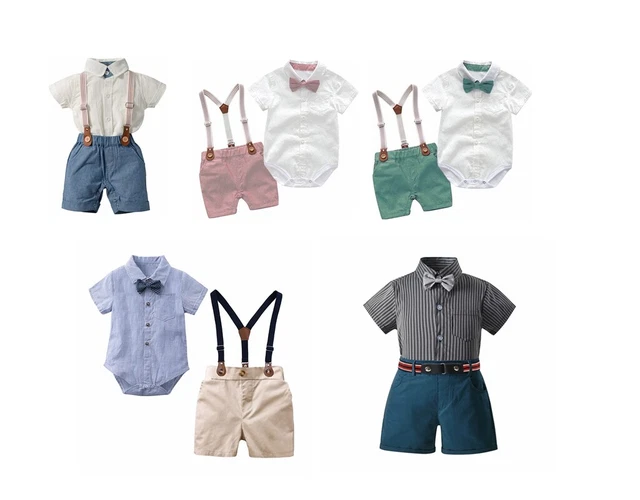 Pantaloncini pantaloni appendiabiti bambino bambino abito formale festa di compleanno 3