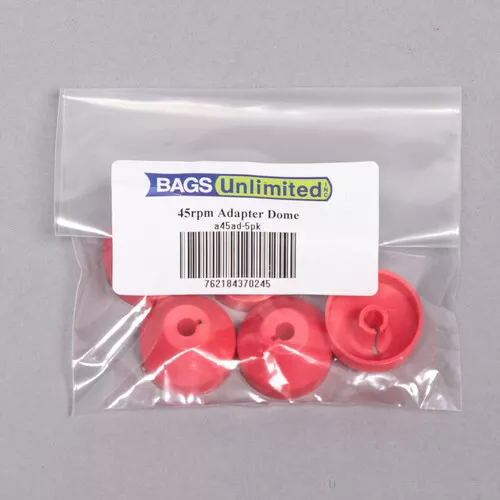 Bags Unlimited A45AD5Pk - 7 Inch 45 RPM Record Adaptor Dome - 5 Pack (Red) [New