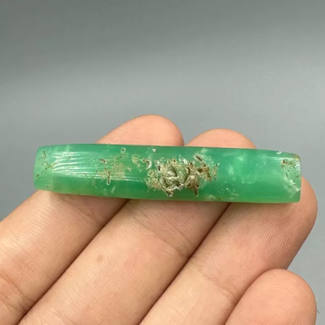 Genuine Ancient Vintage Burmese Jade Long Cylinder Bead