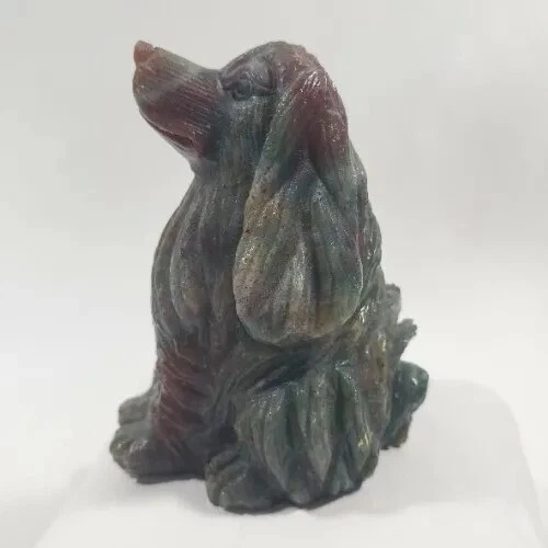 Carved Stone English Springer Spaniel Dog Figurine Vintage