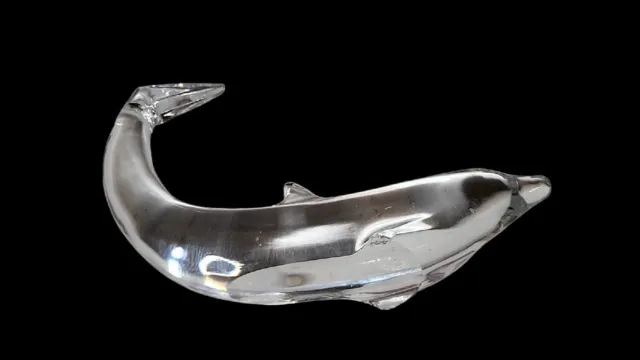 Baccarat Crystal Glass Figurine France Dolphin Fish Sculpture Tail Up Sign MINT