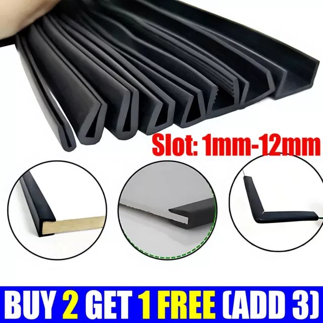 1mm to 12mm Edge Protection Frame Profile Rubber Edging Trim Seal U-profile Slot