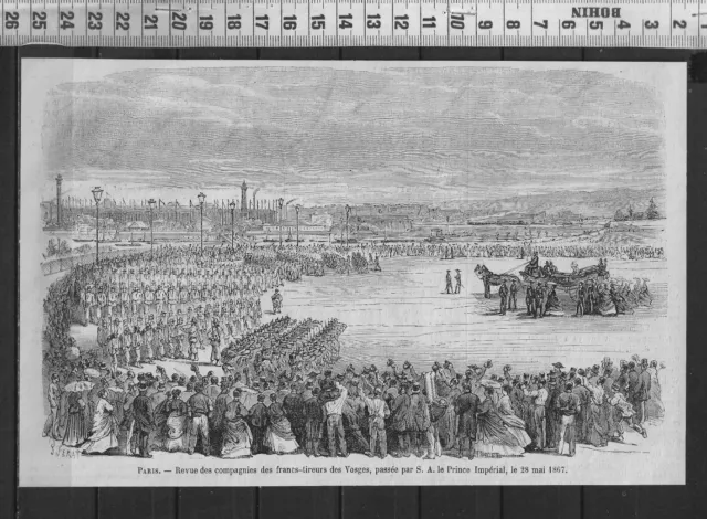 G361 / Gravure 1868 / Revues Des Compagnies Des Franc-Tireurs Des Vosges