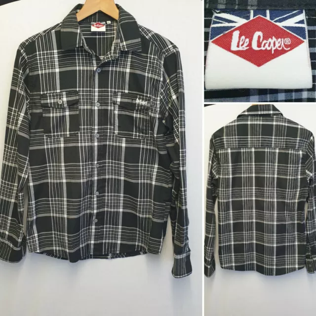 Lee Cooper men's long sleeve checked shirt checked black & white size XS