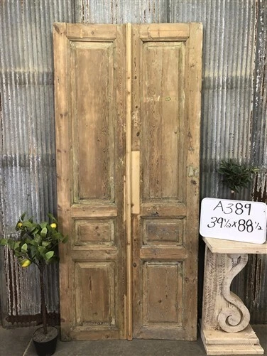 Antique French Double Doors (39.5x88.5) Raised Panel Doors, European Doors A389