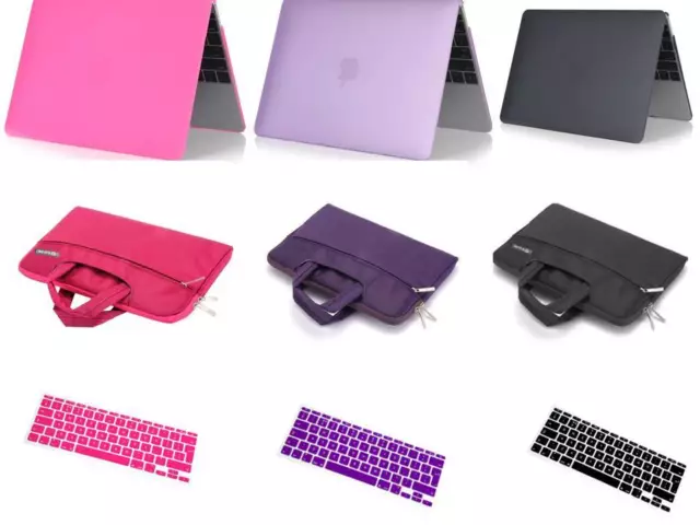 BUNDLE Rubberized HARD Case+KEYBOARD cover+BAG For Apple MacBook Air/Pro/Retina